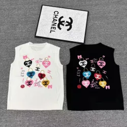 Women's Chanel Heart Pattern Knit Vest with Logo Detail #B46447