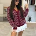 Womens Gucci Burgundy GG Print V Neck  Knit Cardigan Outerwear #A67906