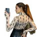 YSL European and American women's cross-border Amazon sexy see-through high-neck long-sleeved flocked high-quality top T-shirt #B64628