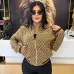 Gucci Designer Women Chic Monogram Print Cropped Baseball Jacket #B62494