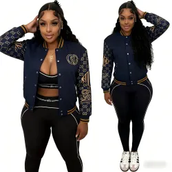 Premium Luxury GUCCI Monogram Embroidered Patchwork Fashion Varsity Bomber Jacket #B62497