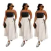 Black Tube Top White Long Skirt Adidas Two‑Piece Outfit #A67833