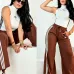 Black Tube Top White Long Skirt Adidas Two‑Piece Outfit #A67834