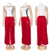 Black Tube Top White Long Skirt Adidas Two‑Piece Outfit #A67834