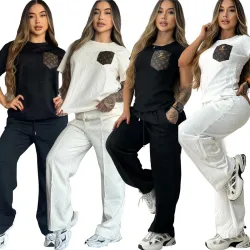 Luxury Louis Vuitton Inspired Monogram Tracksuit Set - Women's Comfortable & Stylish Sportswear Ensemble with Iconic LV Pocket #B54106