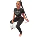 Prada Two-piece set including a new cross-border European and American independent website high street fashion brand letter-printed short-sleeved T-shirt and long pants #B64629
