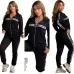 Women's Dior CD Pattern Hoodie and Pants Set with Side Stripe #B47042
