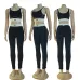 new fashion alo yoga sports vest pants running fitness waist-tightening women's clothing two-piece set #B50918